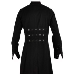 Men Gothic Punk Coat Hell raiser Gothic Vampire Buckle Pins Head Trench Goth Coat
