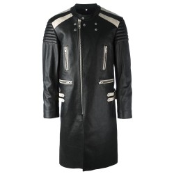 Premium Quality Men Genuine Leather Biker Coat Cowboy Long Coat Men Style Length Coat 