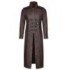 Men Long Leather Coat Gothic Men Steampunk Long Coat Adjustable Straps