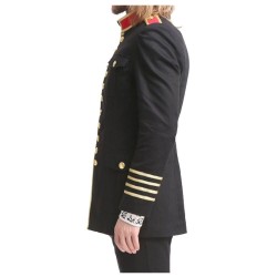 Mens Gold Buttons Coat Men Black Military Coat 
