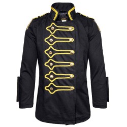 Men Golden Drummer Jacket Steampunk Black Jacket  Hussar Jacket 