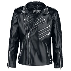 Men Gothic Silver Studded Jacket Black Punk Style Silver Studded Brando Biker Leather Jacket