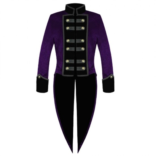 Mens Victorian Tailcoat Purple Steampunk Jacket VTG Tailcoat 