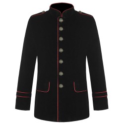 Mens Black Military Jacket Gothic VTG Solid Men Black Jacket 100 % Cotton Handmade 