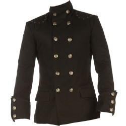 Top Smart Trench Gothic Military Black Coat Men Black Cotton Military Coat 