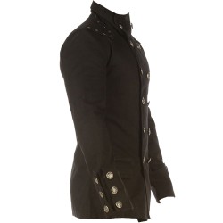 Top Smart Trench Gothic Military Black Coat Men Black Cotton Military Coat 
