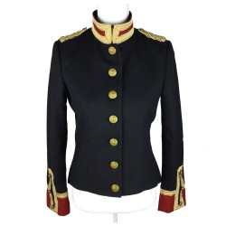 Women Gothic Military Style Wool Jacket Double Breasted Army Officer Band Coat Trench Jacket Slim Fit 