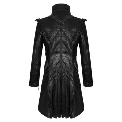 Men Steampunk Jacket Coat Black Goth Punk Faux Leather Military Jacket