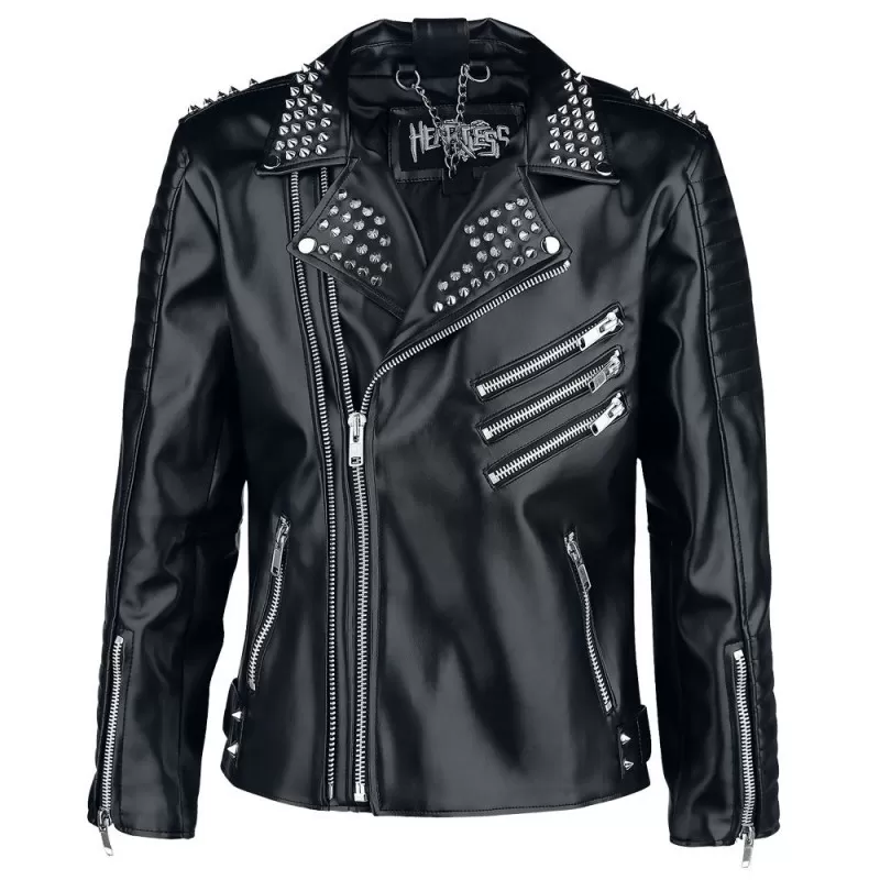  Handmade Long Spiked Studded Leather Jacket Men- Steampunk  Style Rocker Leather Motorcycle Jacket, Brando black leather jacket for men  with Silver Spikes (M, black) : Handmade Products