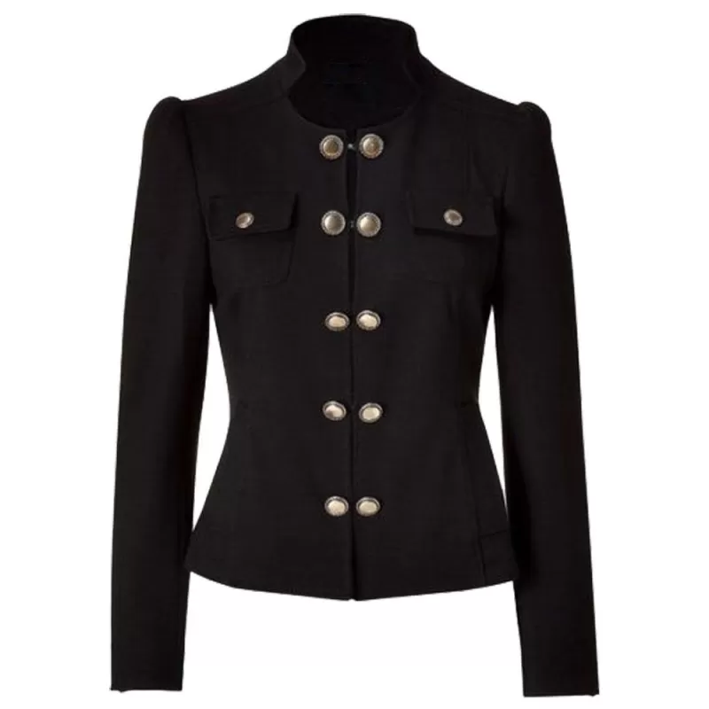 Women Military Blazer Jacket With Brass Buttons Adult French