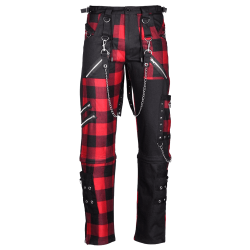 Men Gothic Pant Dead Threads Damned Checked Pant Red and Black Pant