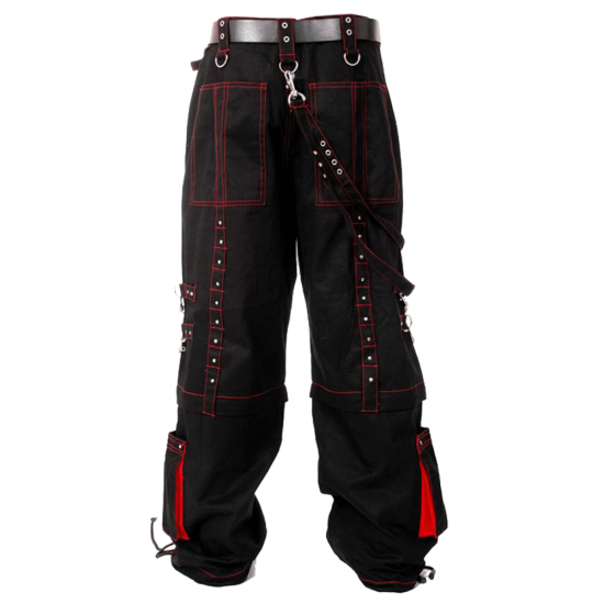 Men Gothic Cyber Trouser Red Thread Bondage Elite Pant