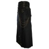 Long Black Gothic Cotton Utility Kilt Steampunk Design Leather Straps & Chains Long Black Gothic Cotton Utility Kilt Steampunk Design Leather Straps & Chains