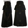 Long Black Gothic Cotton Utility Kilt Steampunk Design Leather Straps & Chains Long Black Gothic Cotton Utility Kilt Steampunk Design Leather Straps & Chains