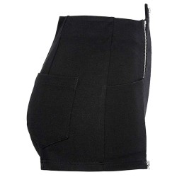 Women High Waist Zipper Black Summer Street Short Cotton Inelastic Heavy Twill Fabric Shorts Tech Noir Short 