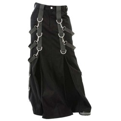 Gothic Steampunk Belt Denim Black Kilt For Men 