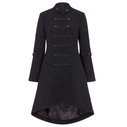 Women Military Style Coat Gothic Buttons Design Zipper Front Jacket Coat 