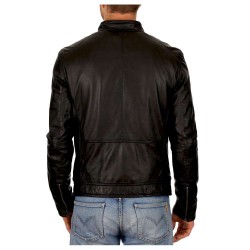 Men Leather Biker Jacket Slim Fit Motorcycle Genuine Lambskin Jacket 