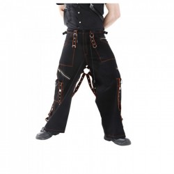 Gothic Men Orange Black Pant Cotton Trousers Studs Metal Punk Tripp Pant