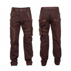 Men Gothic Pant Steampunk Dystonia Brown Trouser For Sale