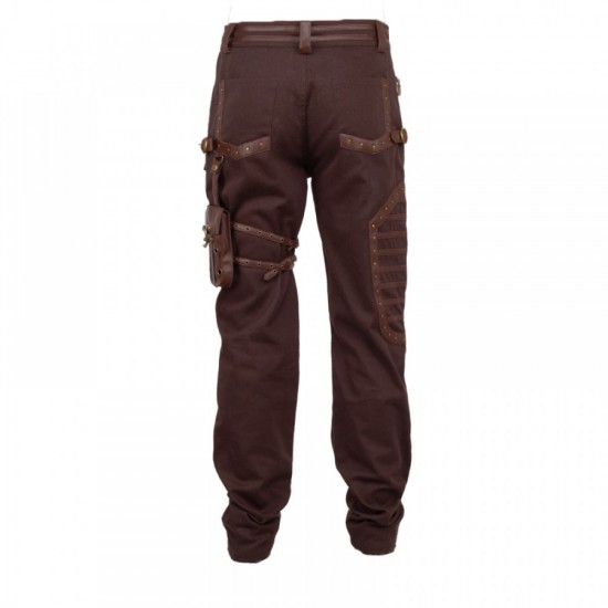 Men Gothic Pant Steampunk Dystonia Brown Trouser For Sale Men Gothic Pant Steampunk Dystonia Brown Trouser For Sale