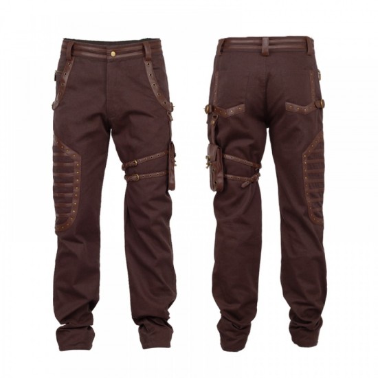 Men Gothic Pant Steampunk Dystonia Brown Trouser For Sale Men Gothic Pant Steampunk Dystonia Brown Trouser For Sale