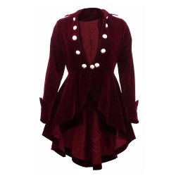 Women Gothic Coat Victorian Style Burgundy Gothic Ruffle Coat 