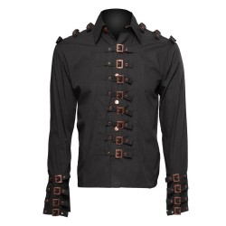 Men Steampunk Buckle Shirt Lots Men Gothic Shirt For Sale 