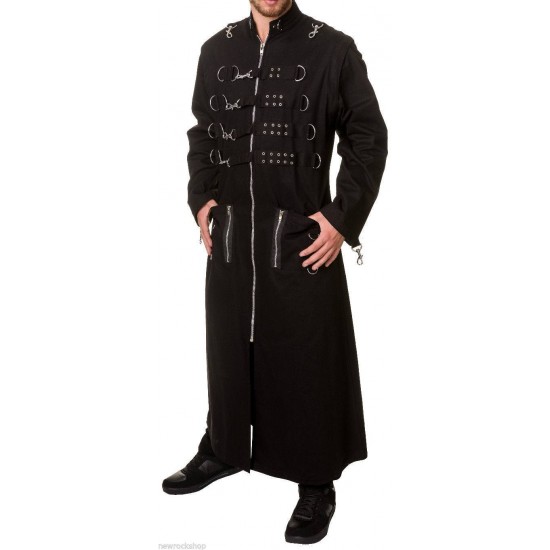 Mens Thread Metal Punk EMO Coat Men Gothic Coat