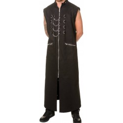 Men Long Coat Zip Studs Men Metal Punk Emo Rock Jacket Coat Gothic Coat For Christmas
