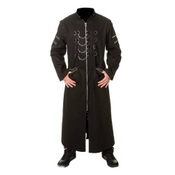 Men Long Coat Zip Studs Men Metal Punk Emo Rock Jacket Coat Gothic Coat For Christmas