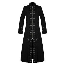 Men Hellraiser Gothic Coat Black Punk PinHead Vampire Jacket Handmade Trench Coat