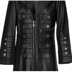 Men Gothic Coat Military Steampunk Leather Gothic Coat Trench Coat
