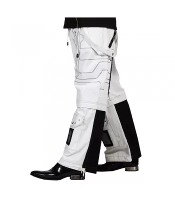 Men Gothic Trousers White Black Straps Trousers Gothic Pant Punk Cyber Pant (2025)