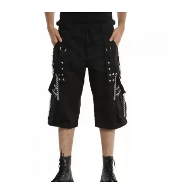 Men Gothic Trouser Black Chain Trouser Zip Off Punk Short Pant Goth (2025)