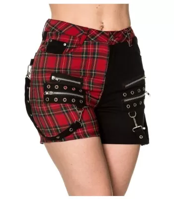 Women Gothic Scottish Tartan Style Skirt Fashion Banned Badass Babes Shorts  (2025)