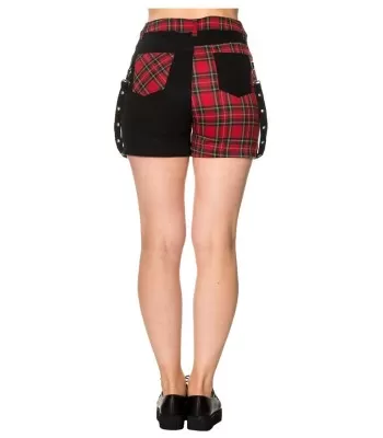 Women Gothic Scottish Tartan Style Skirt Fashion Banned Badass Babes Shorts  (2025)