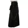Long Black Gothic Cotton Utility Kilt Steampunk Design Leather Straps & Chains  (2025)