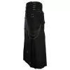 Long Black Gothic Cotton Utility Kilt Steampunk Design Leather Straps & Chains  (2025)