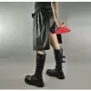 Men Gothic Black Leather Kilt Steampunk Scottish Biker Kilt