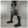 Men Gothic Black Leather Kilt Steampunk Scottish Biker Kilt