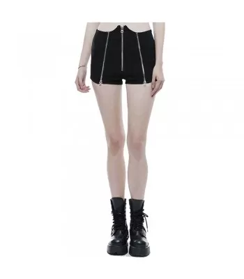 Women High Waist Zipper Black Summer Street Short Cotton Inelastic Heavy Twill Fabric Shorts Tech Noir Short  (2025)