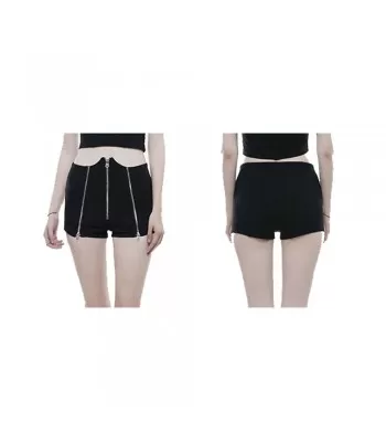 Women High Waist Zipper Black Summer Street Short Cotton Inelastic Heavy Twill Fabric Shorts Tech Noir Short  (2025)