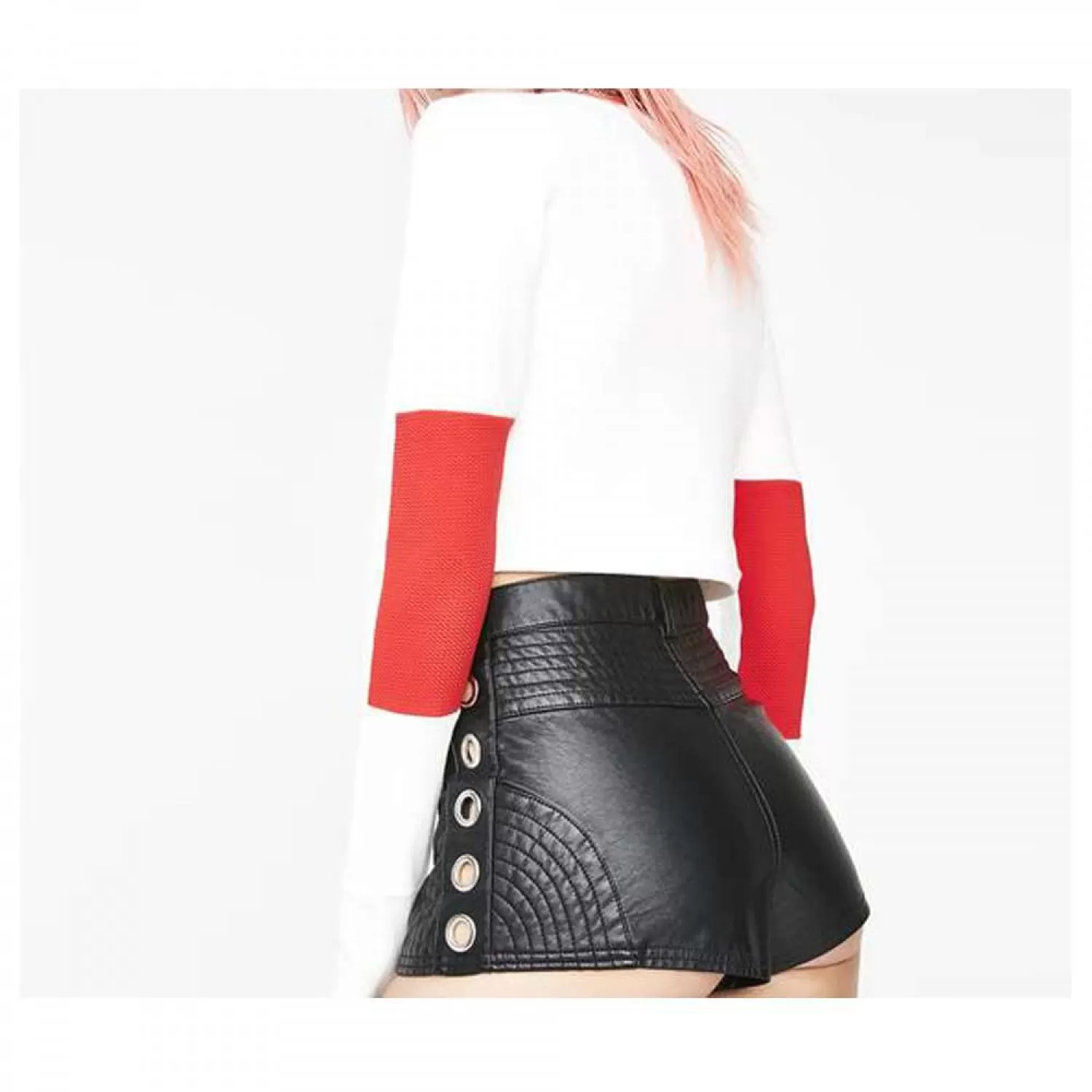Women’s Mystic High Waist Black Shiny Shorts | Mini Faux Leather Style with Silver Zippers