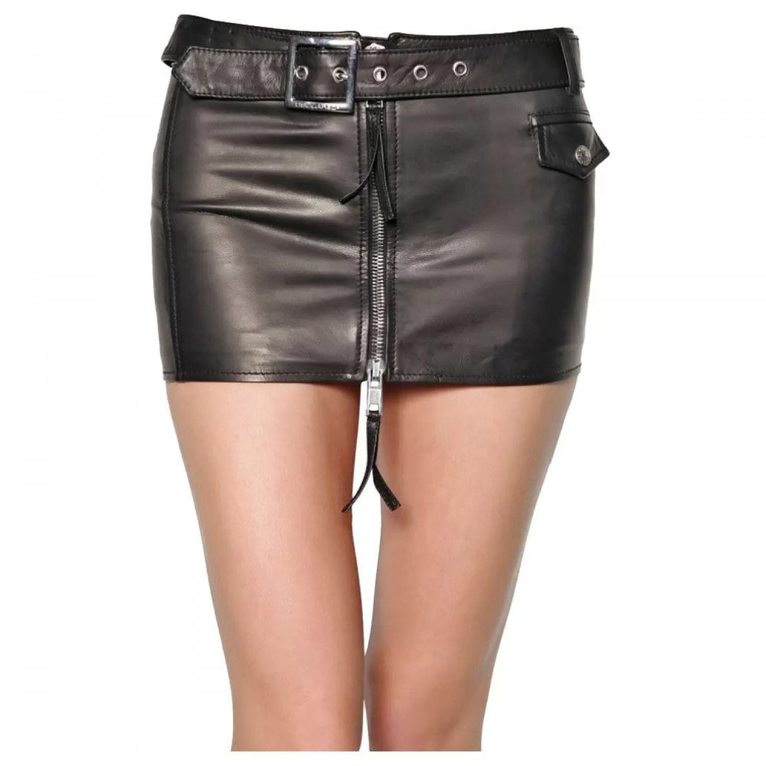 Women’s Gothic Leather Clubwear Mini Skirt | Sexy Black Genuine Leather