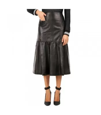 Women Leather Skirts Designer Calf Below Knee Length Long Skirt Mini Skirt  (2025)