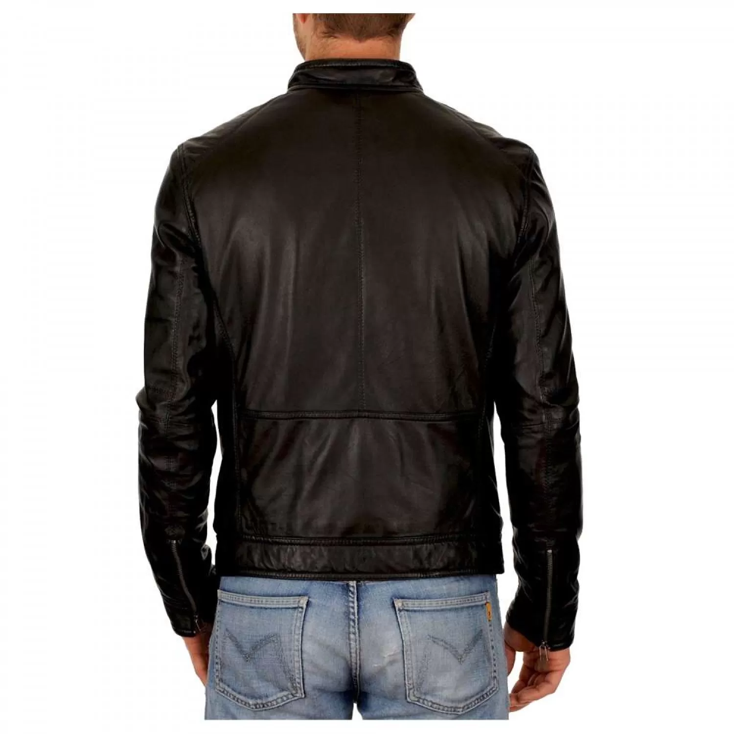 Men’s Gothic Biker Lambskin Leather Jacket | Asymmetric Zip Biker Style