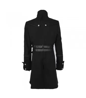 Men Black Double Breasted Coat Belted Buckle Coat Gothic Fashion Trench Coat (2025)