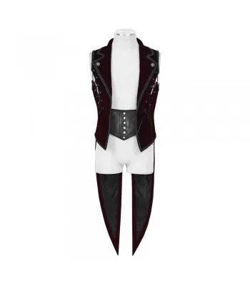 Men Regency Steampunk Tailcoat Deep Burgundy Velvet Goth Waistcoat  (2025)