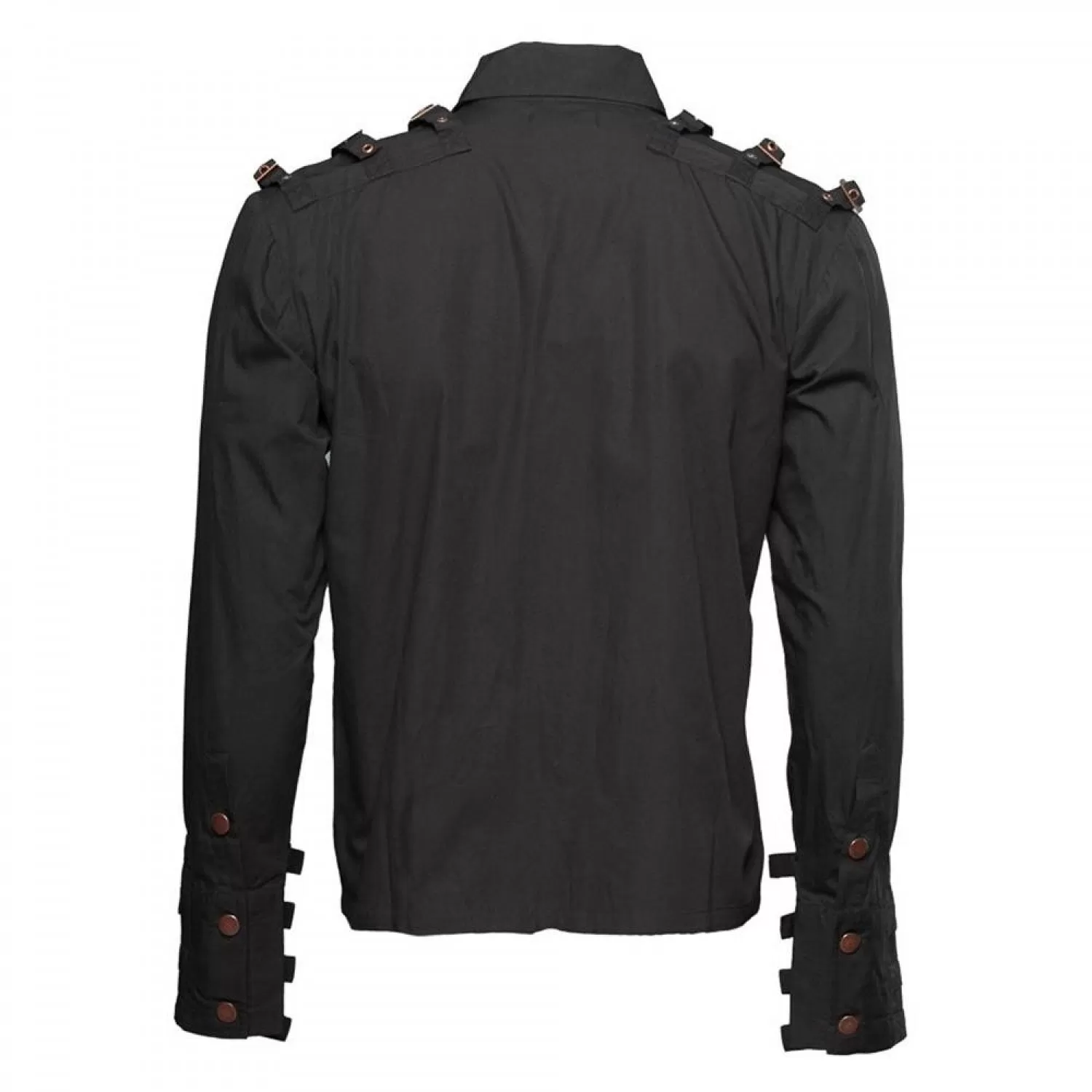 Men Steampunk Buckle Gothic Shirt Full Sleeve Fetish Shirt